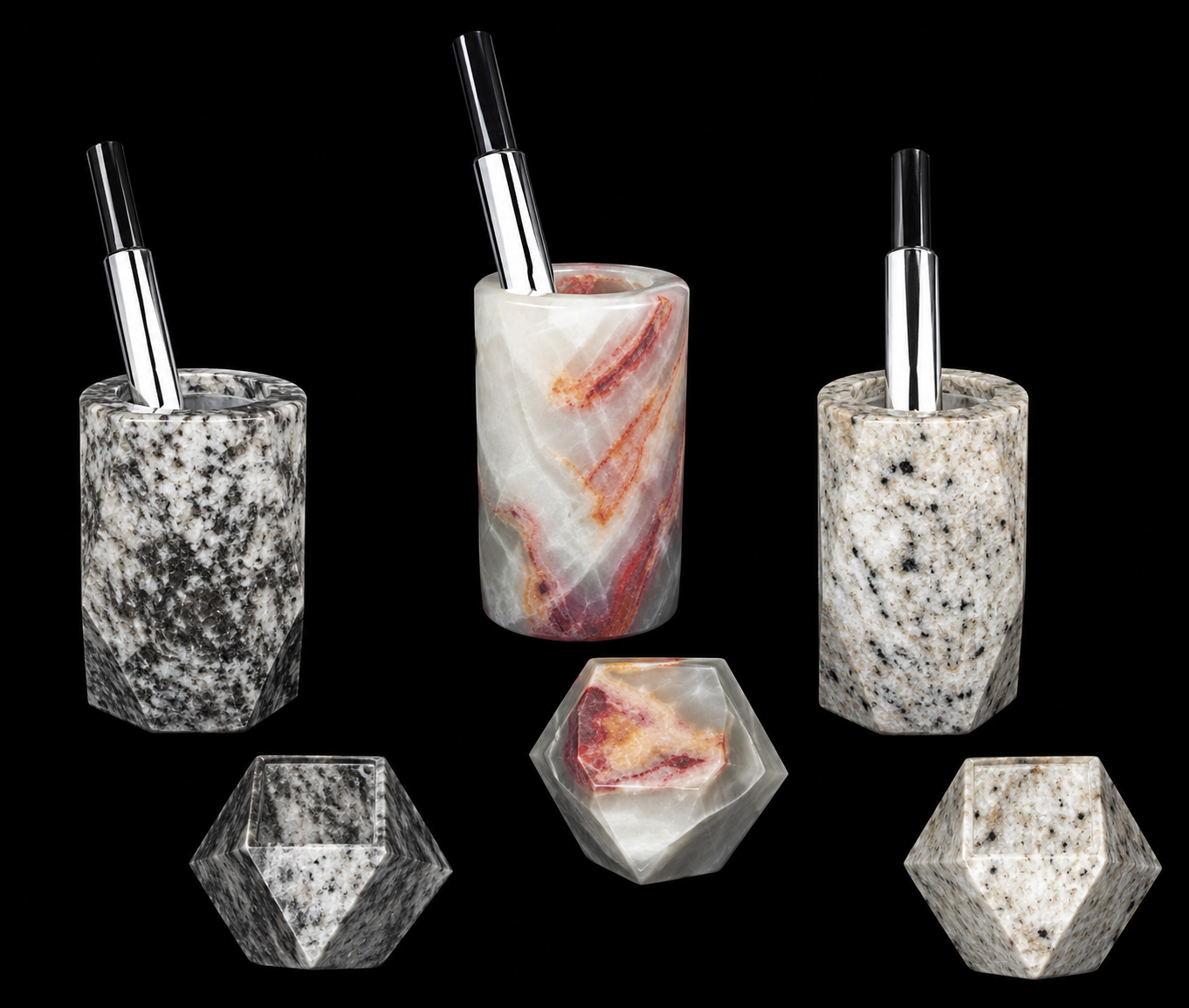 Natural Stone Pencil Jar Desk Organiser – Handcrafted | Pakistani Onyx & Marble Handicraft | Pak Expo