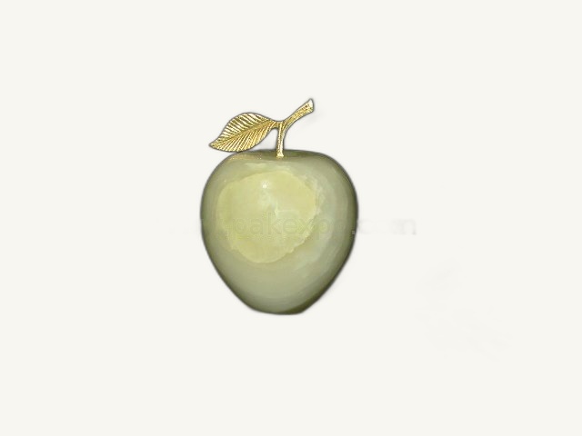 Apple with Brass Leaf - handcrafted natural stone from Pakistan - Pak Expo