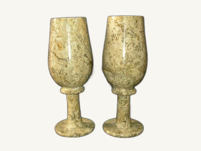 Champagne 3x8 Fossil Glass | Pakistani Onyx & Marble Handicraft | Pak Expo