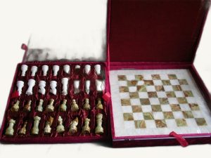 Fancy Box Chess Set - handcrafted natural stone from Pakistan - Pak Expo