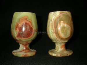 Green Onyx Wine Glass - handcrafted natural green onyx from Pakistan - Pak Expo