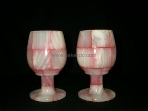 Patchwork 3x5 Wine Glass - handcrafted natural stone from Pakistan - Pak Expo