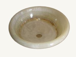 White Onyx Vessel Sink 16 Inch - handcrafted natural onyx from Pakistan - Pak Expo